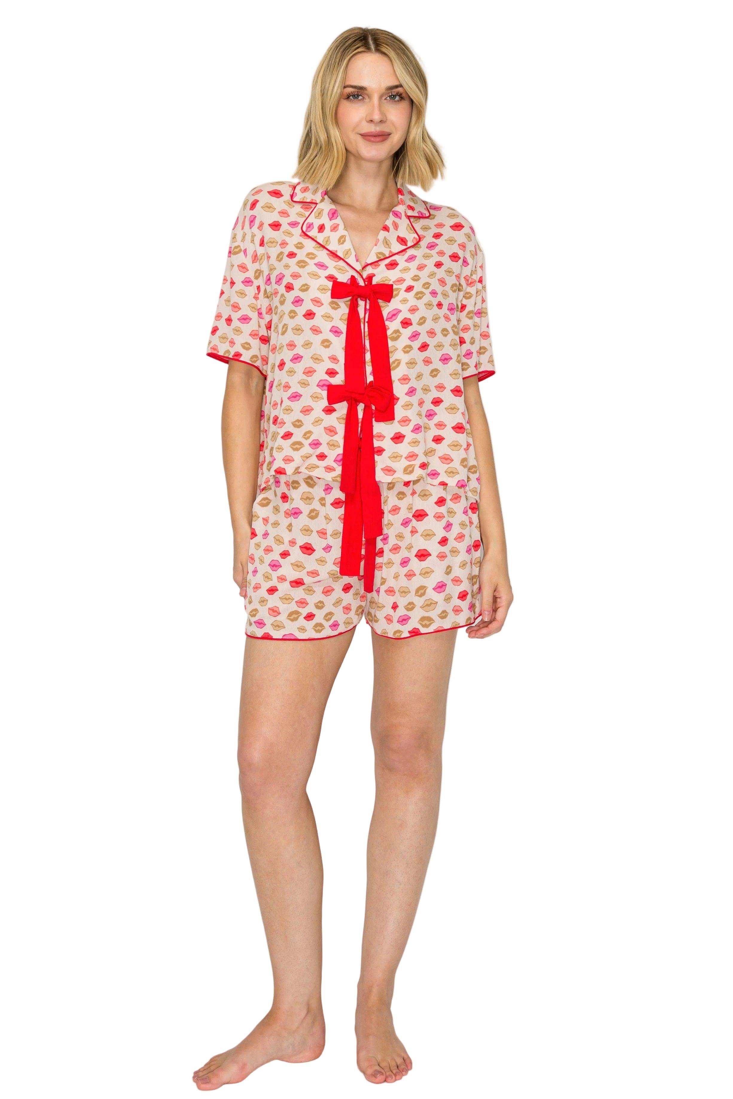 Luxe Crinkle Jersey Shorts Pajama Set by BADGLEY MISCHKA