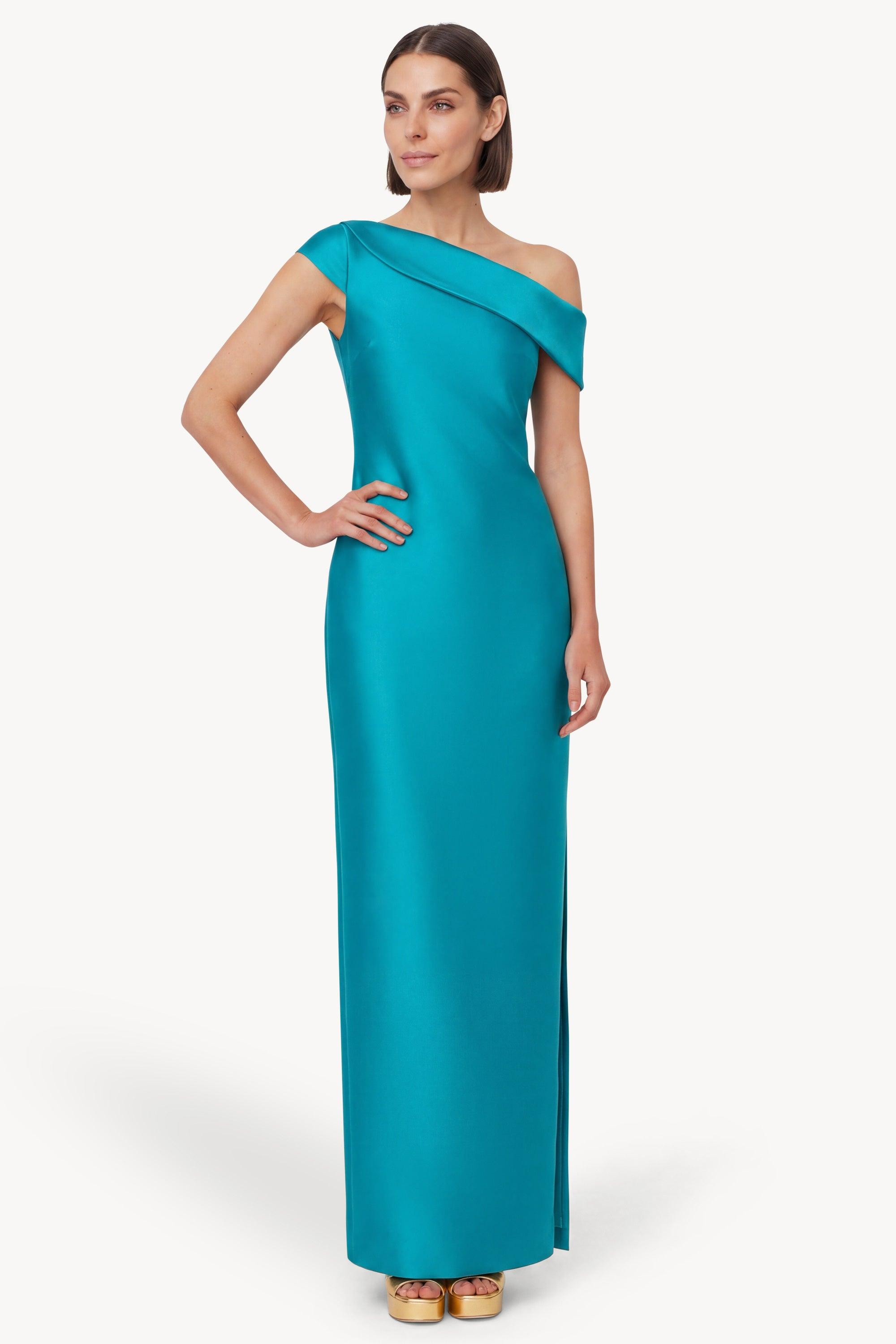 One-Shoulder Column Gown by BADGLEY MISCHKA
