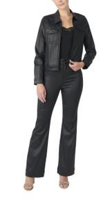 Onyx Coated Denim Front Zip Jacket by BADGLEY MISCHKA