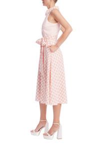 Peach Gingham Sleeveless Midi Dress with Waist Tie by BADGLEY MISCHKA Peach Gingham Sleeveless Midi Dress with Waist Tie by BADGLEY MISCHKA
