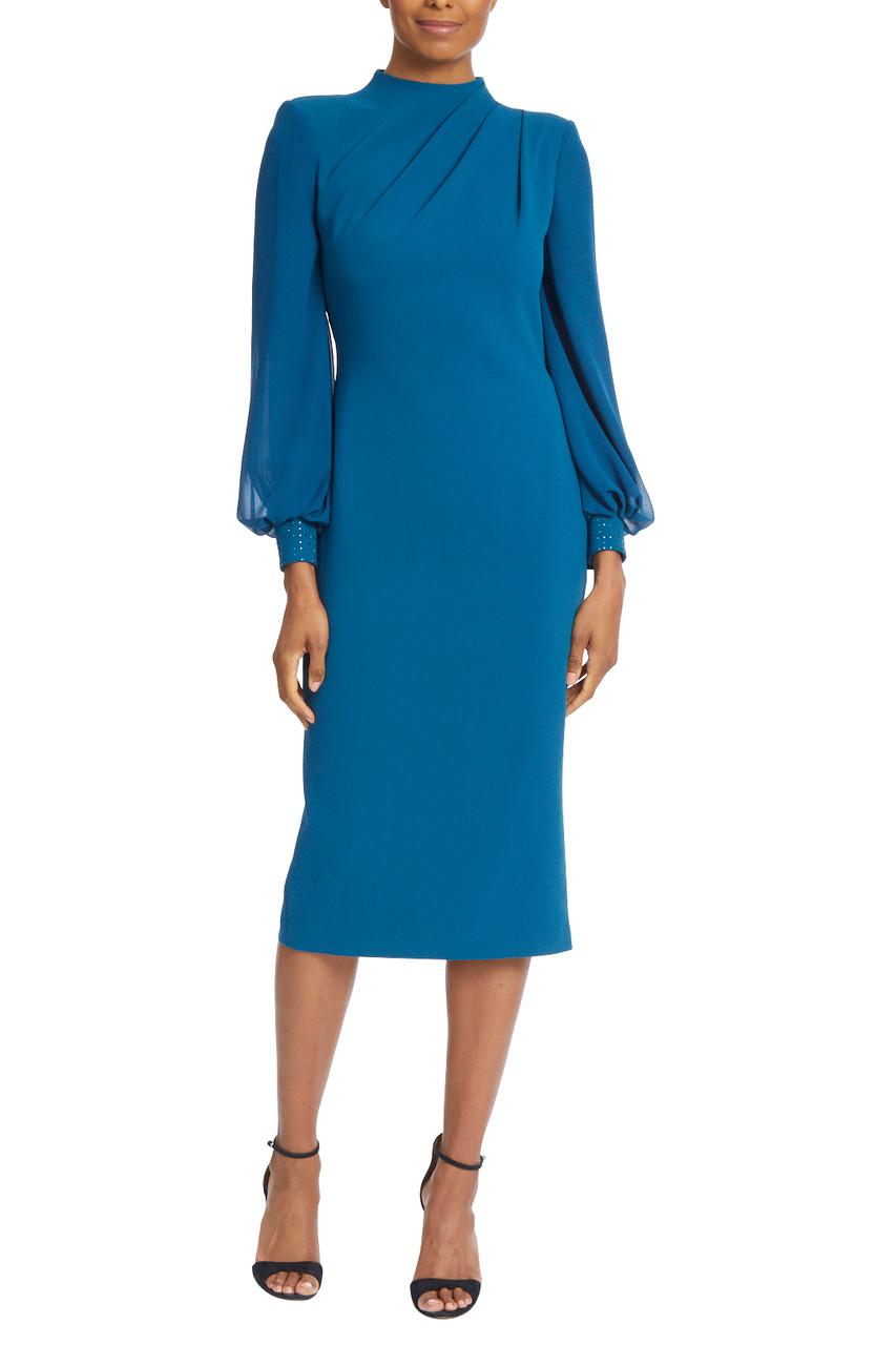Pleated Neck Cocktail Dress by BADGLEY MISCHKA