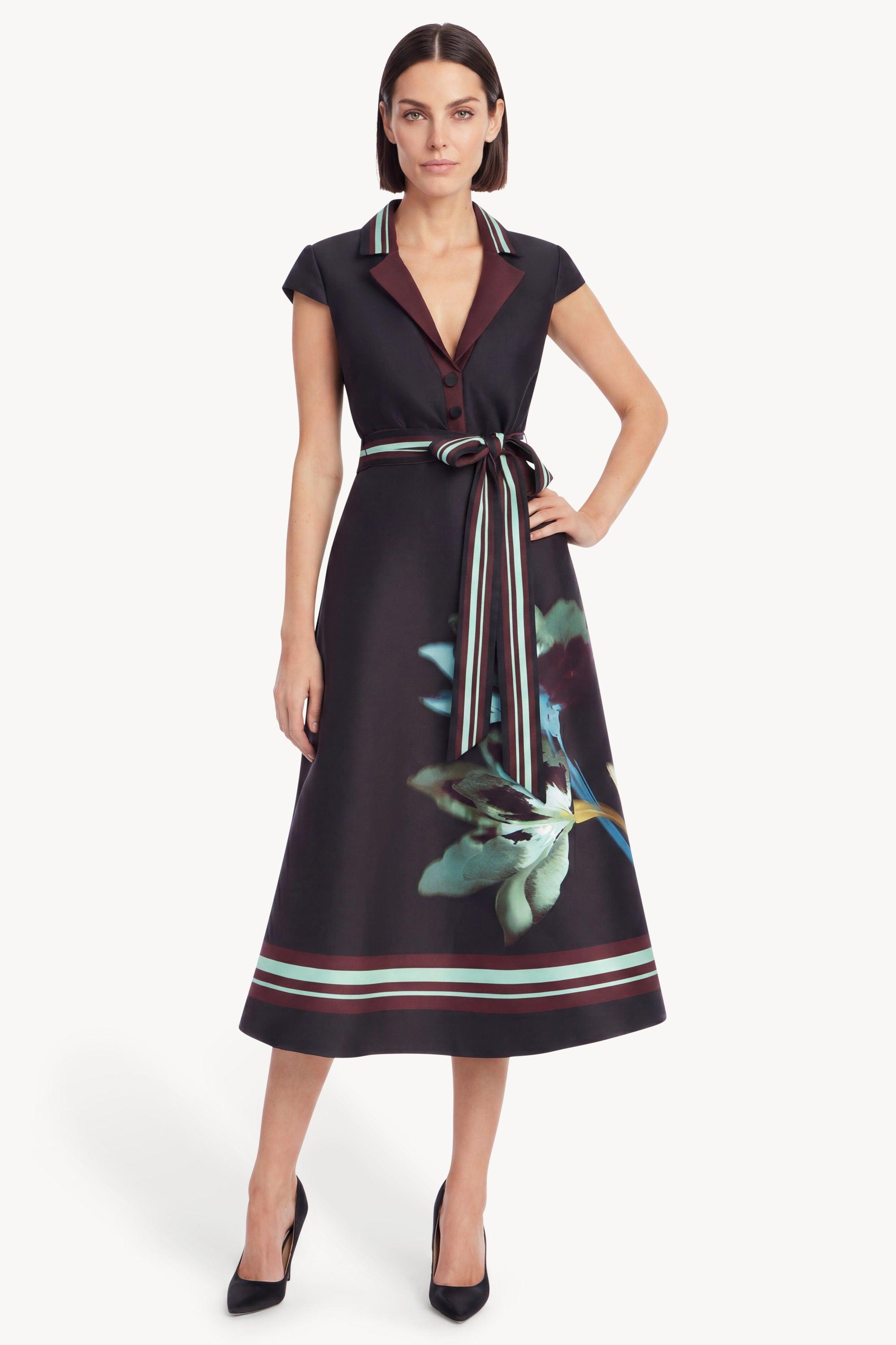 Printed Cap Sleeve Midi Wrap Dress by BADGLEY MISCHKA