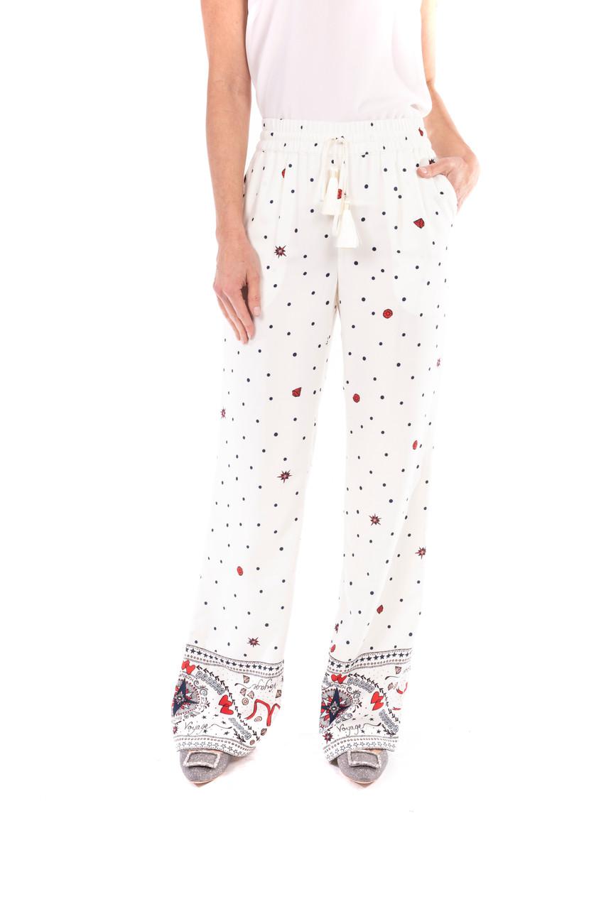 Printed Crepe de Chine Boarder Drawstring Pants by BADGLEY MISCHKA Printed Crepe de Chine Boarder Drawstring Pants by BADGLEY MISCHKA