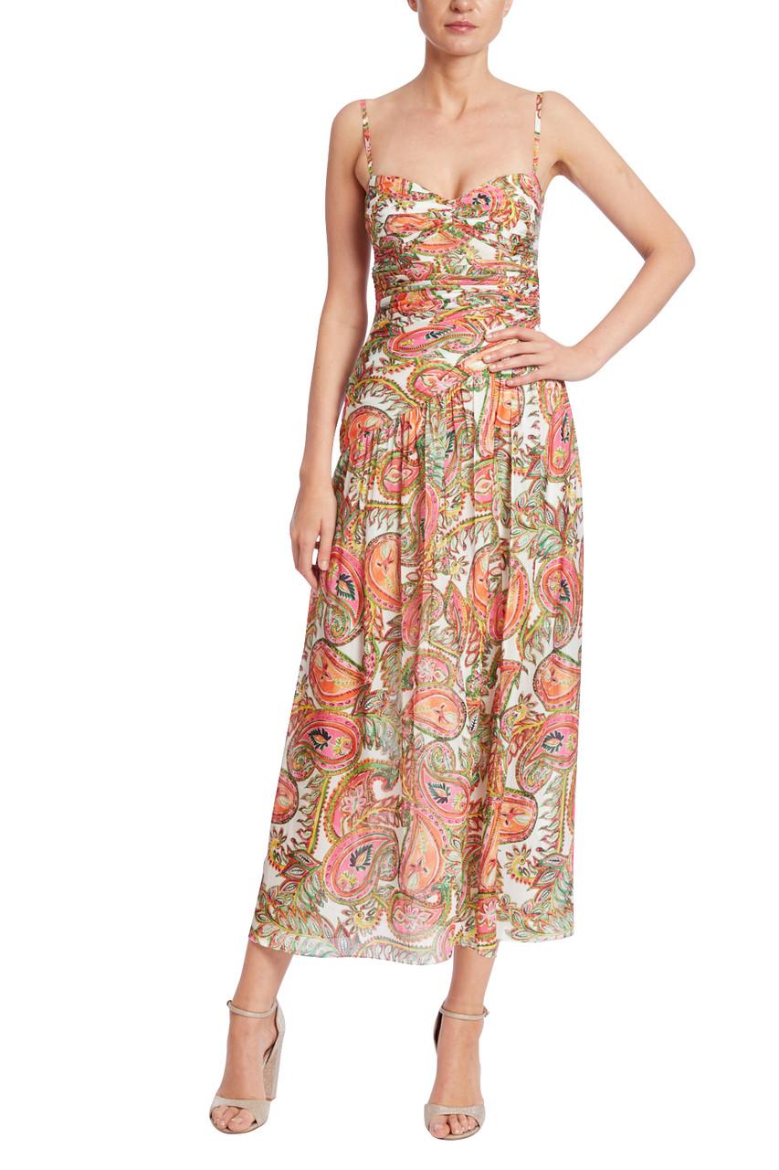 Printed Ruched Maxi Dress by BADGLEY MISCHKA