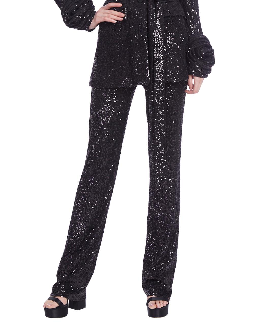 Sequined Bootleg Side Zip Pants by BADGLEY MISCHKA