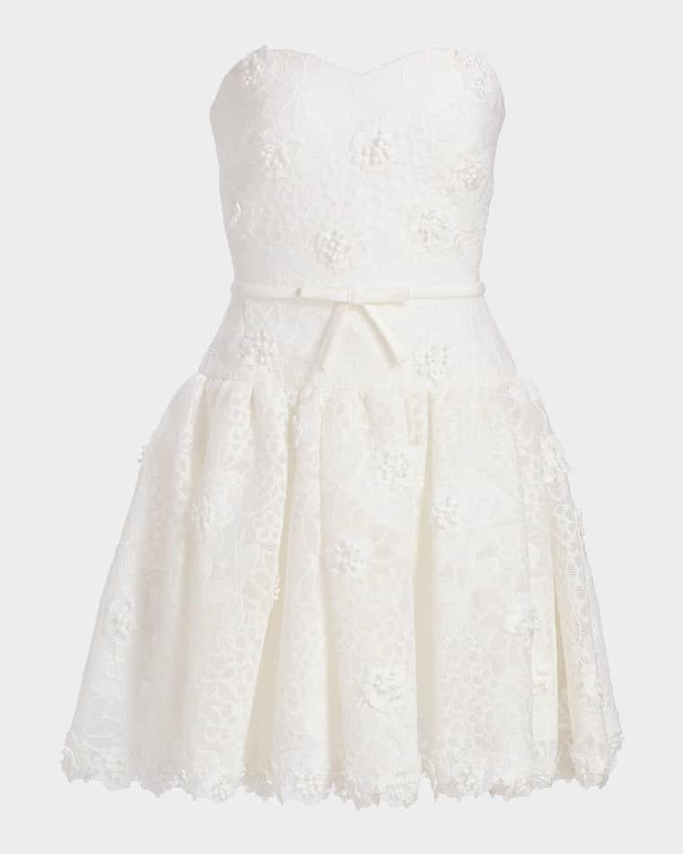 Strapless Bow Dropwaist Mini Dress by BADGLEY MISCHKA