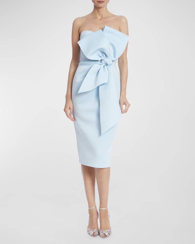 Strapless Bow-Front Bodycon Midi Dress by BADGLEY MISCHKA