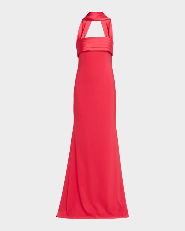 Strapless Crepe A-Line Evening Gown by BADGLEY MISCHKA