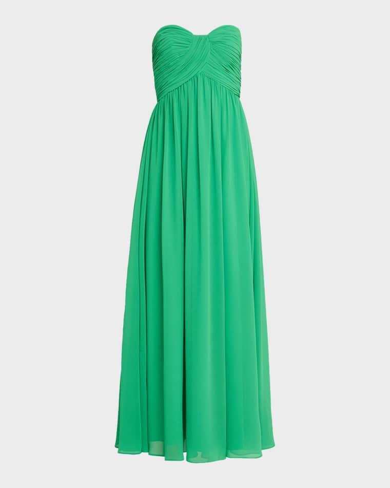 Strapless Draped Georgette Gown by BADGLEY MISCHKA