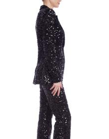 Velvet and Sequin Notched Lapel Blazer by BADGLEY MISCHKA