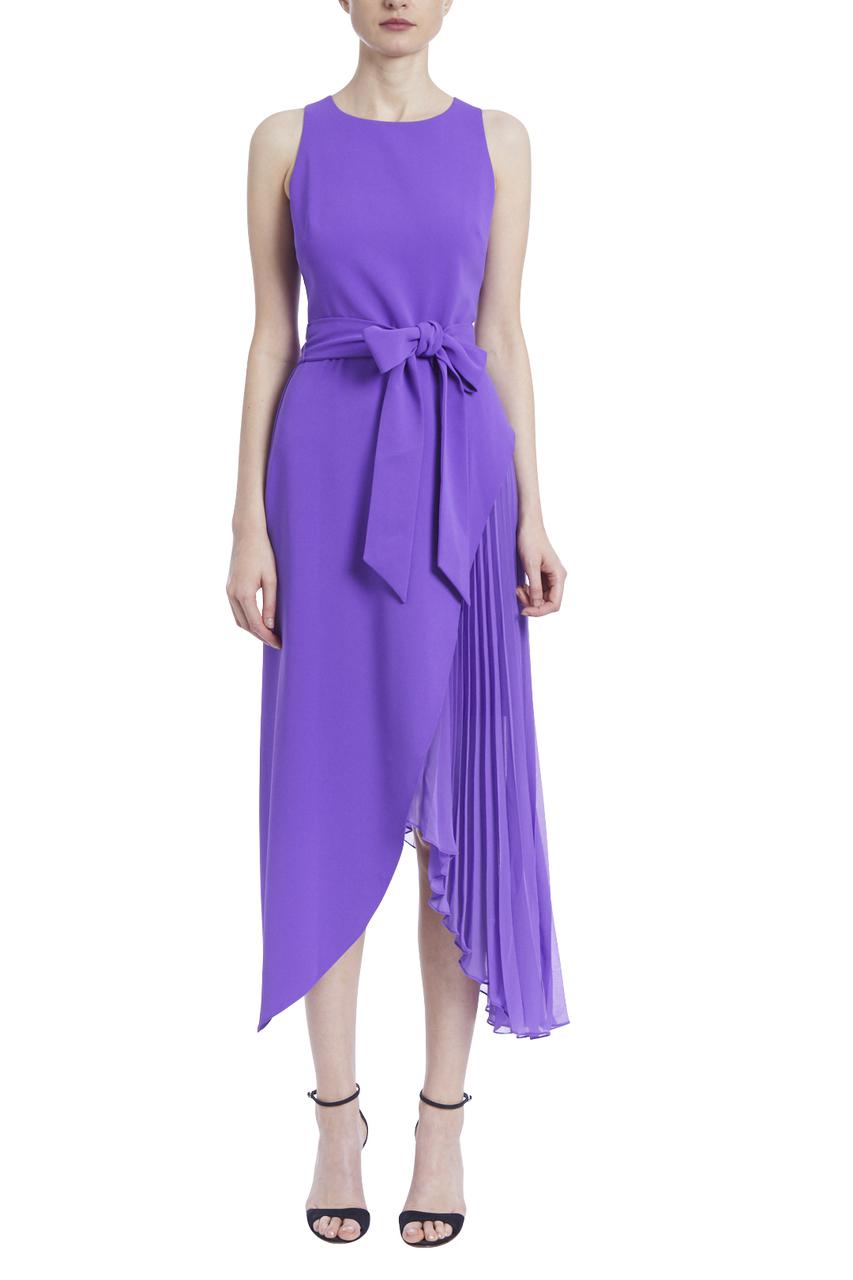 Violet Pleated Asymmetric Cocktail Dress by BADGLEY MISCHKA