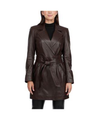 Women's Teresa Genuine Leather Wrap Trench coat by BADGLEY MISCHKA Women's Teresa Genuine Leather Wrap Trench coat by BADGLEY MISCHKA