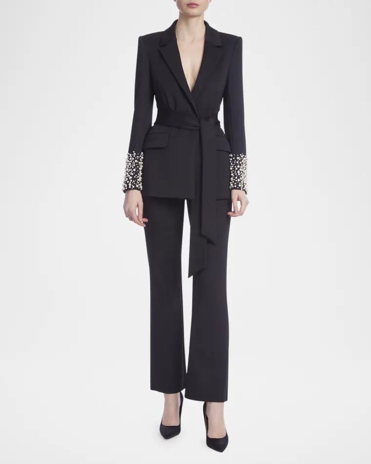 Wrap-Front Faux Pearl Jacket by BADGLEY MISCHKA