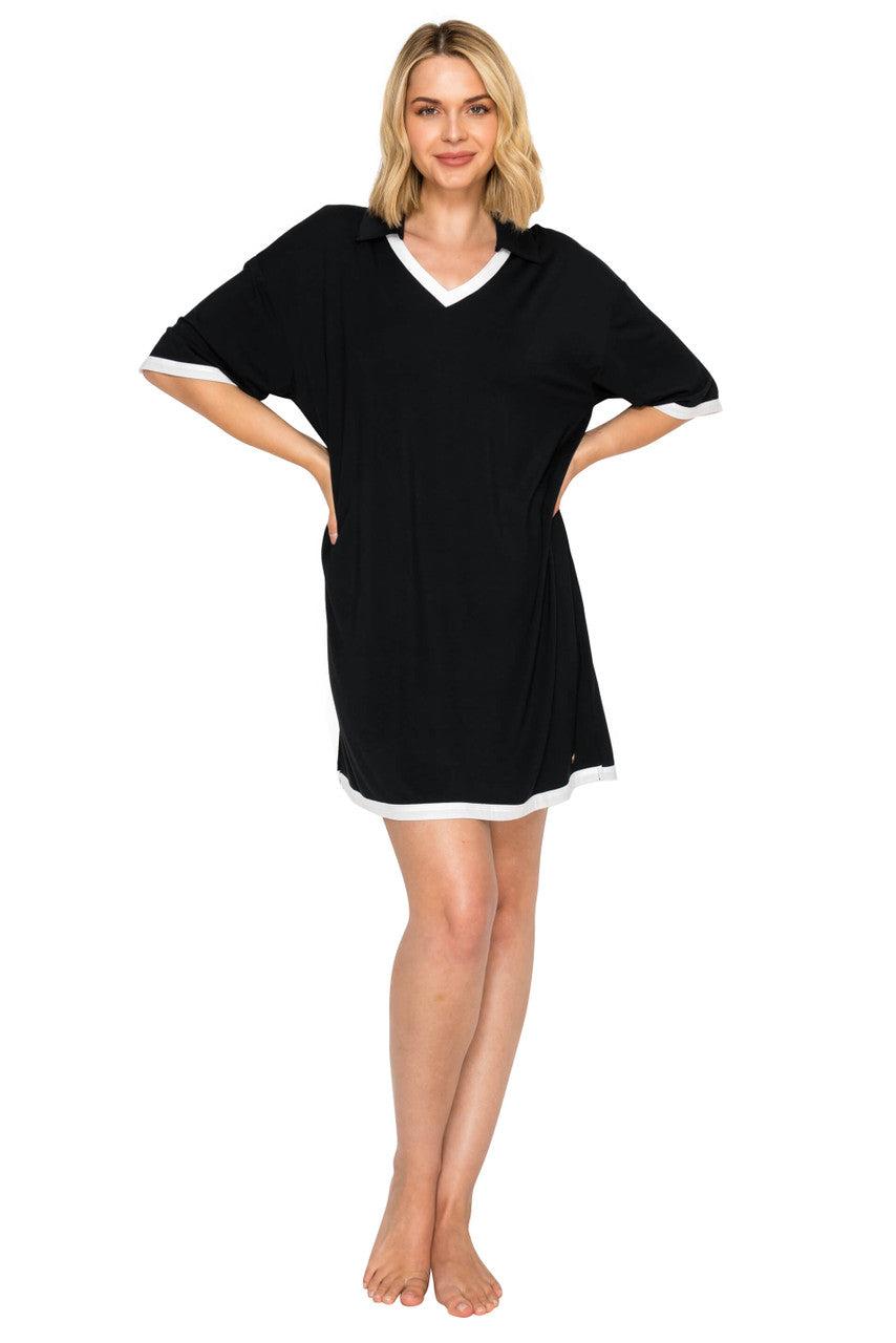 Yummy Modal Blend Collared Sleep Dress by BADGLEY MISCHKA