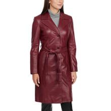 Yuna Single Breasted Leather Trench Coat by BADGLEY MISCHKA