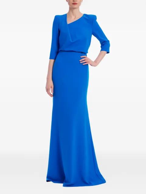 draped elbow-sleeve gown by BADGLEY MISCHKA