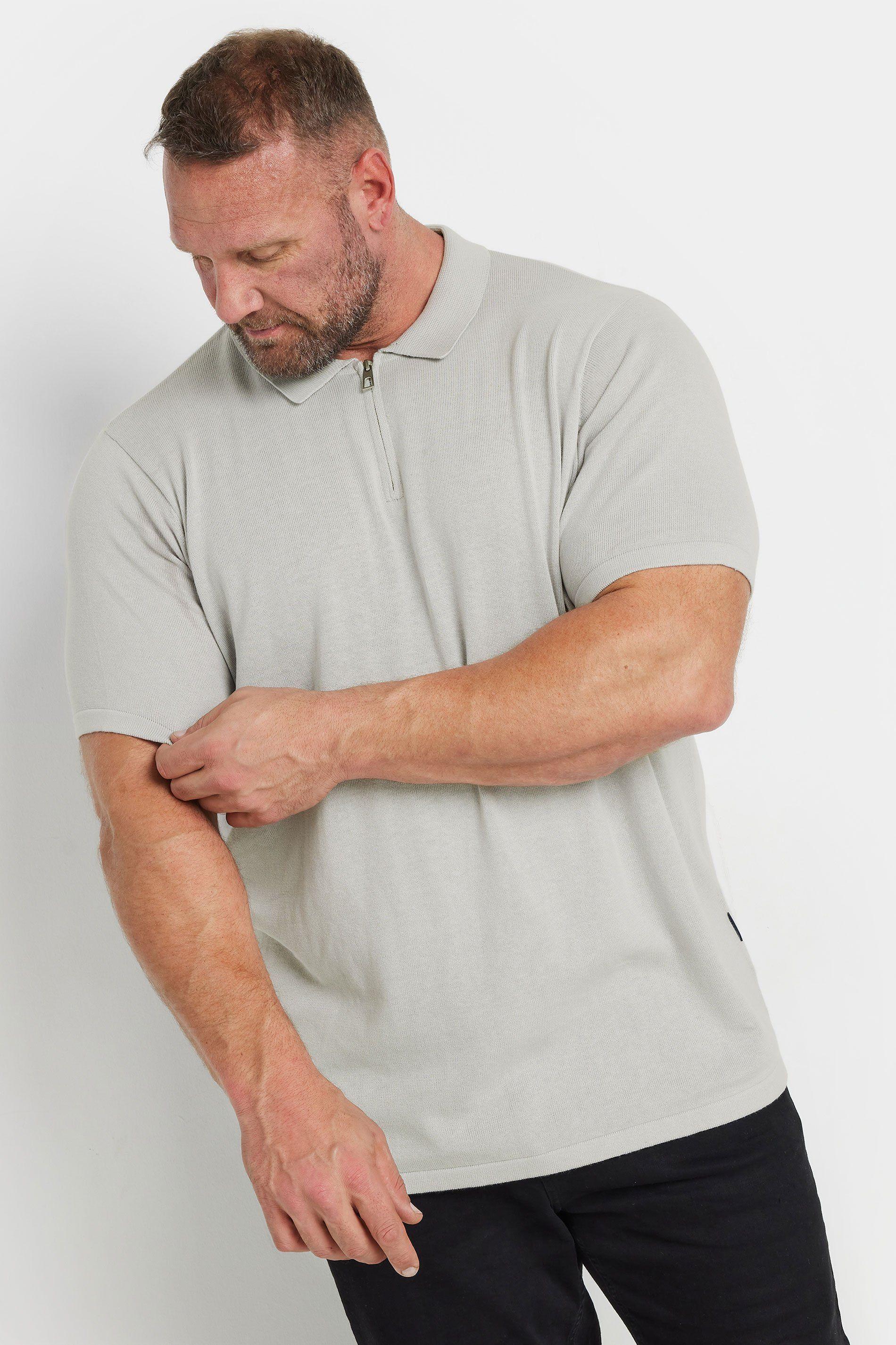 Knitted Short Sleeve Zip Polo Shirt by BADRHINO
