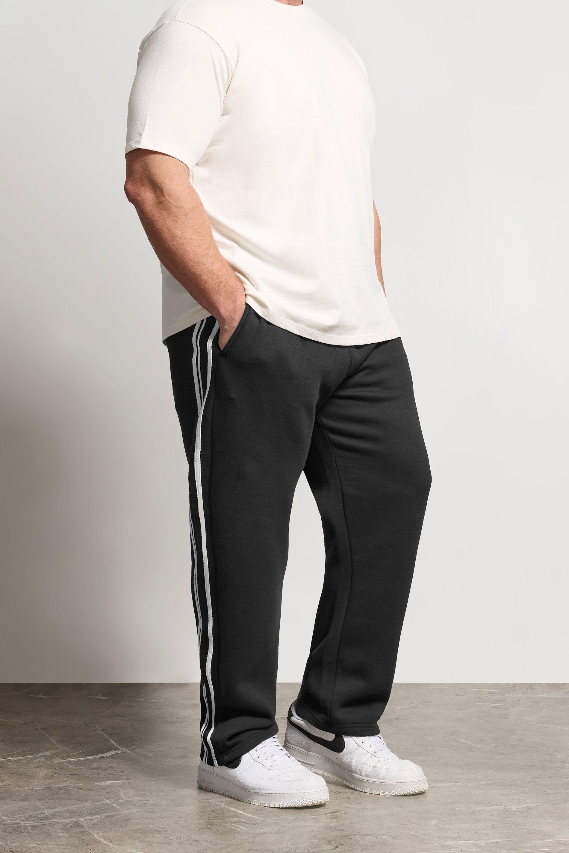 Side Stripe Open Hem Joggers by BADRHINO