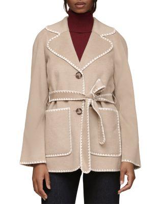 Belted Jacket With Crochet Trim by BAGATELLE