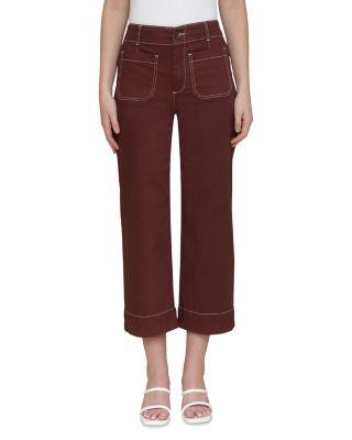 Contrast Stitch Crop Wide Leg Pants by BAGATELLE