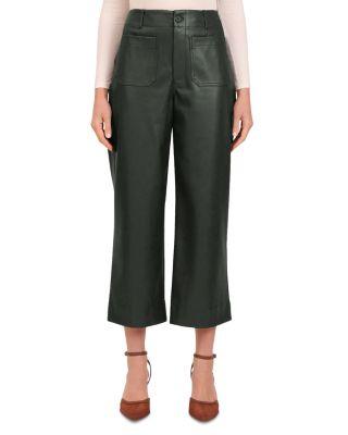 Faux Leather Cropped Wide Leg Pants by BAGATELLE
