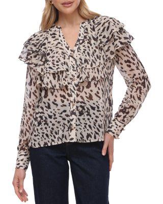 Printed Flutter Yoke Blouse by BAGATELLE