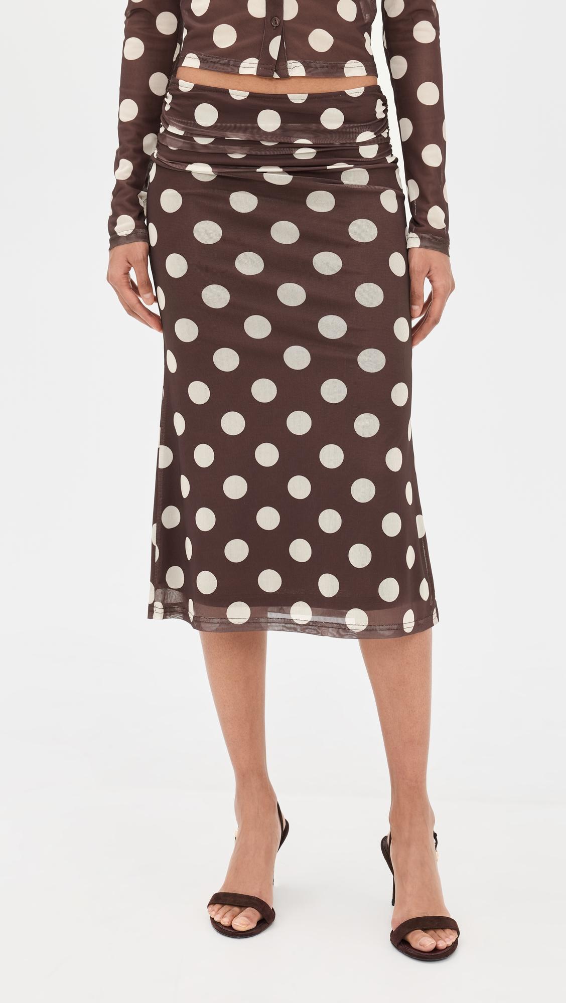 Chocolate Polka-Dot Skirt by BAILEY ROSE