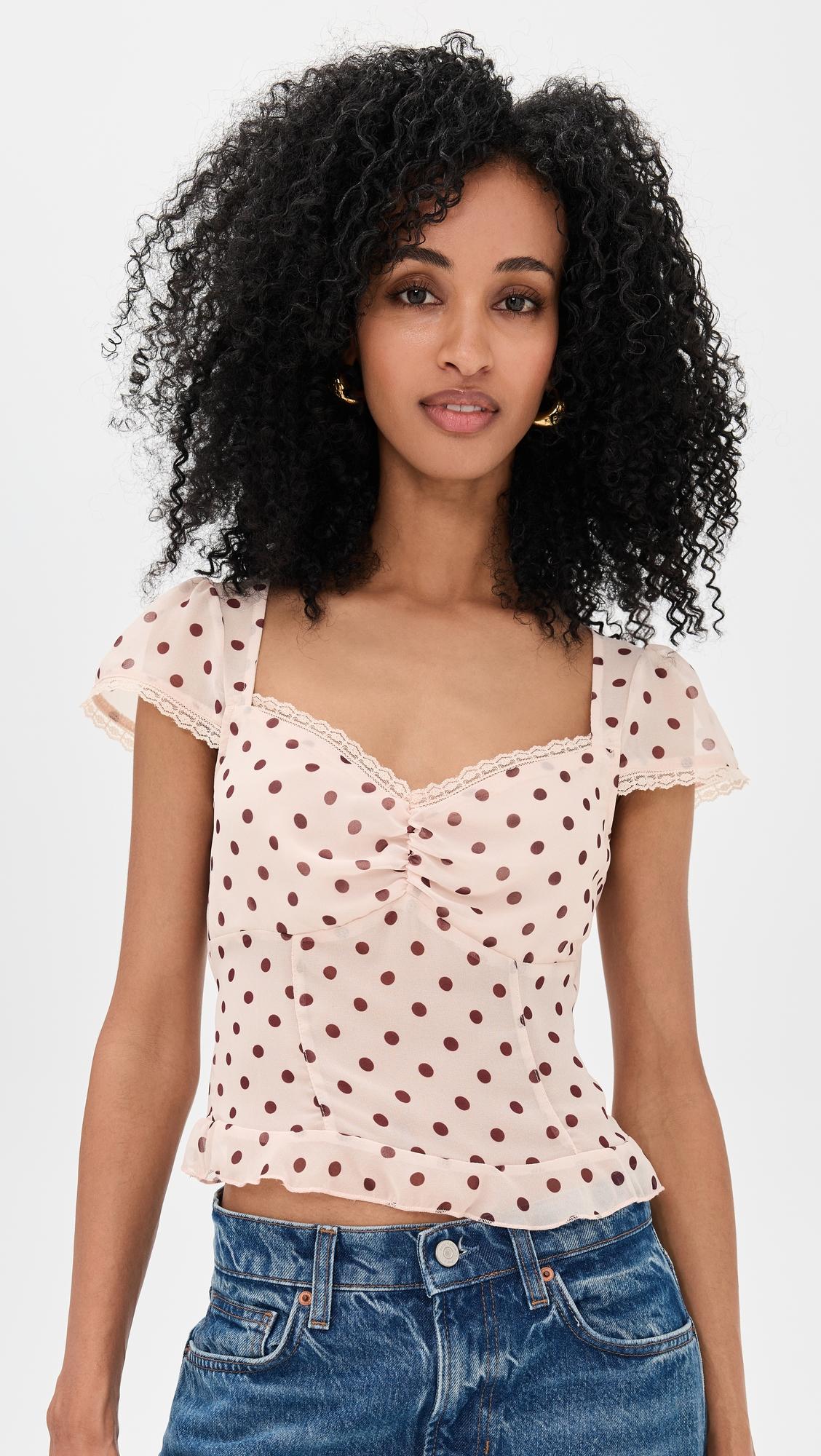 Cream Polka Dot Blouse by BAILEY ROSE