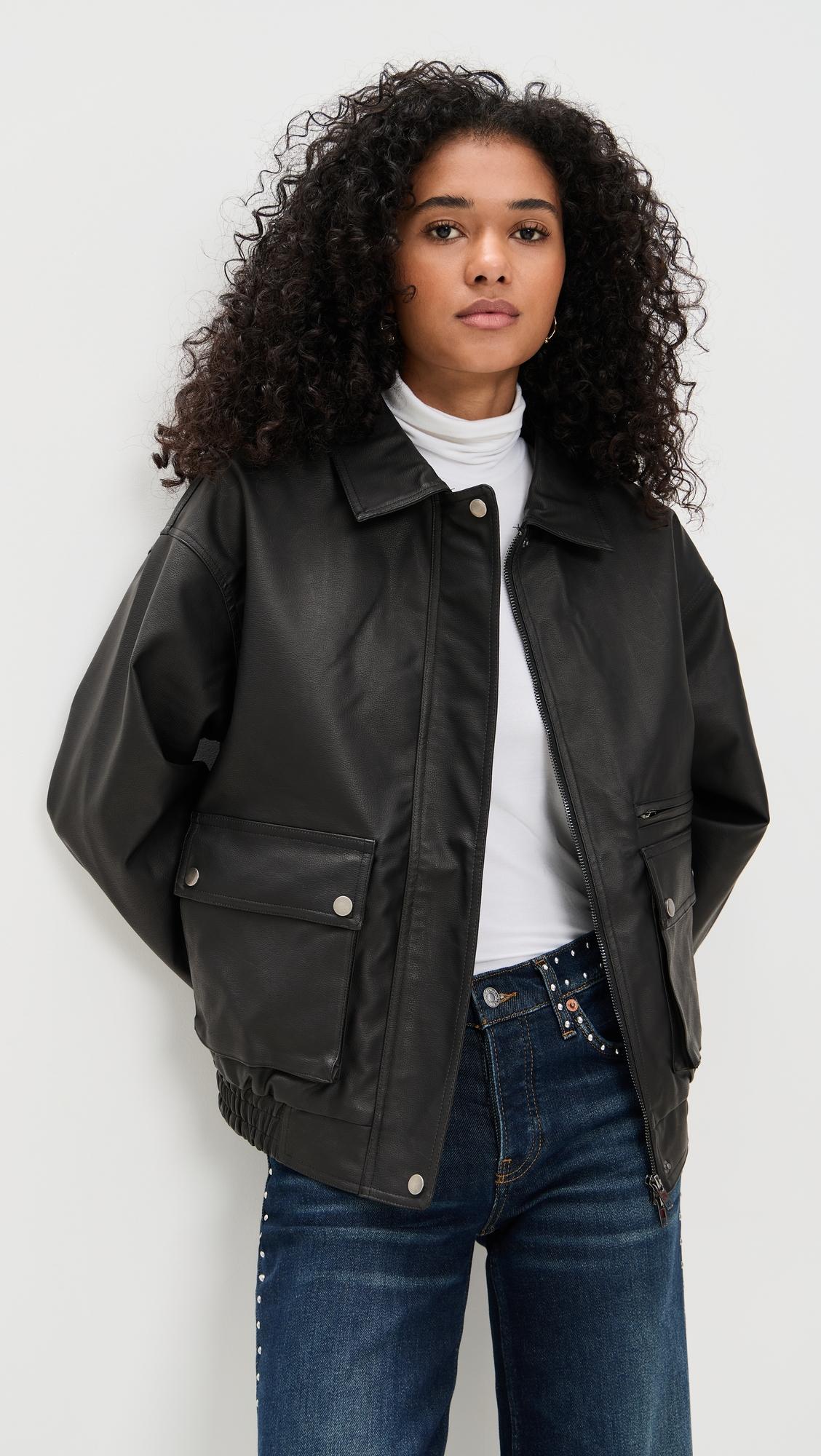Utility Faux Leather Coat by BAILEY ROSE Utility Faux Leather Coat by BAILEY ROSE
