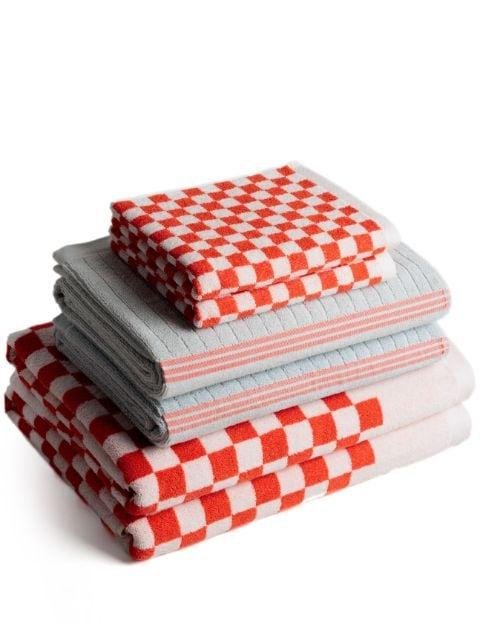 checkerboard-print organic cotton towel set by BAINA