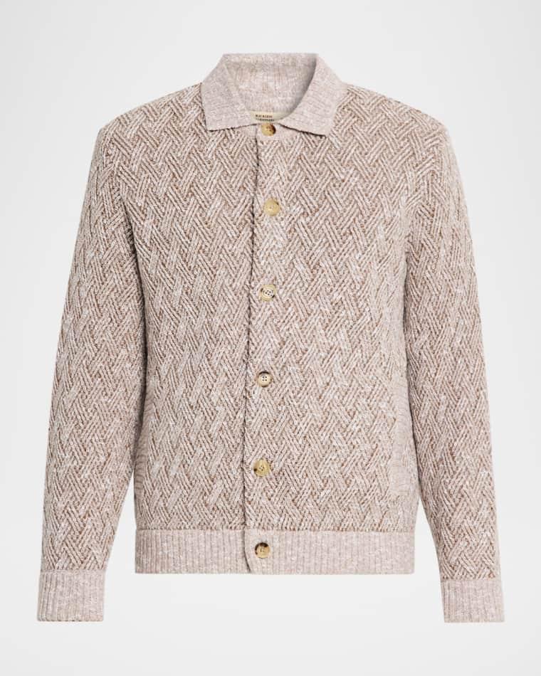 Men's Wool-Blend Basketweave Stitch Cardigan by BALDASSARI