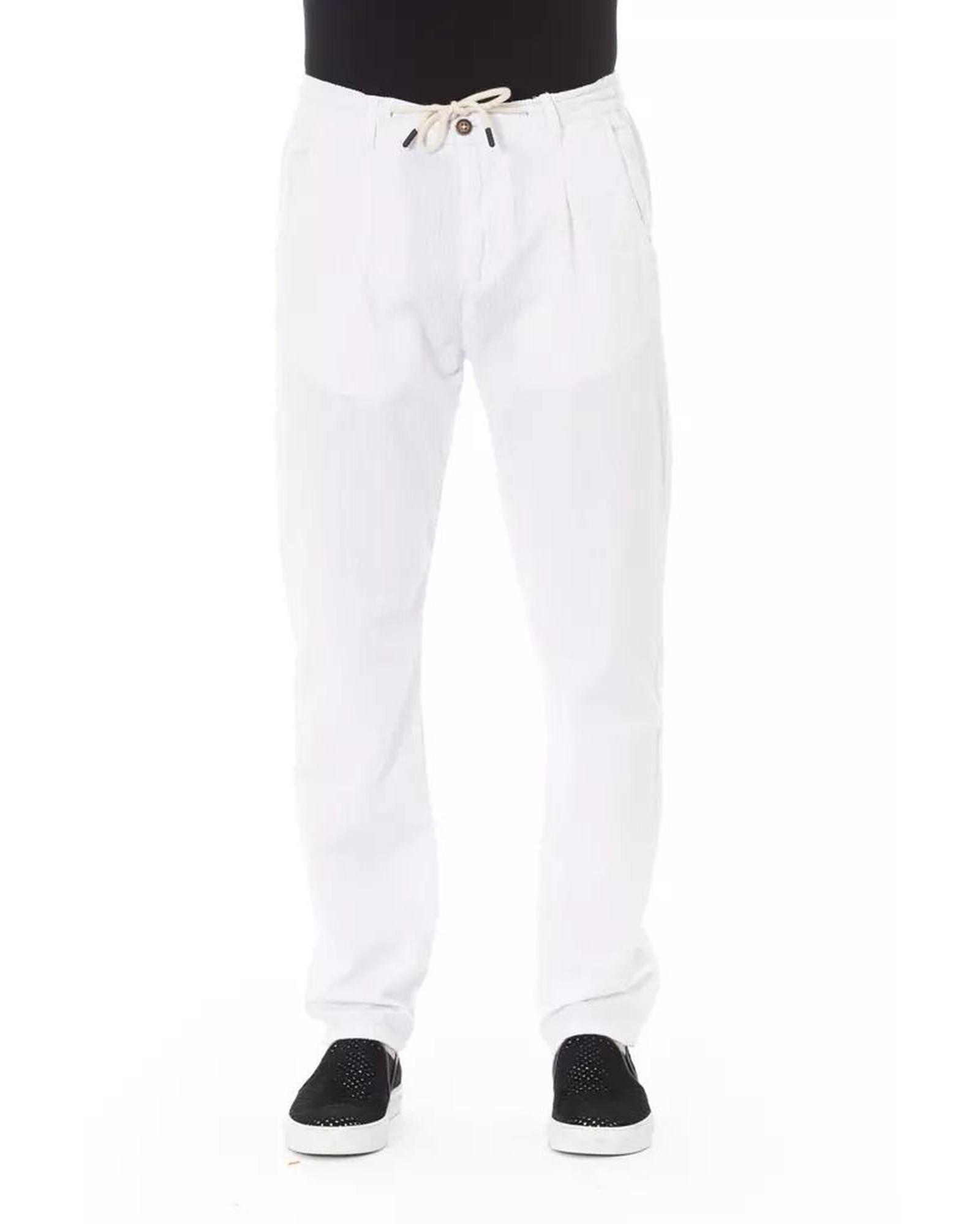 Linen Casual Pants Model BA23139- White by BALDININI TREND