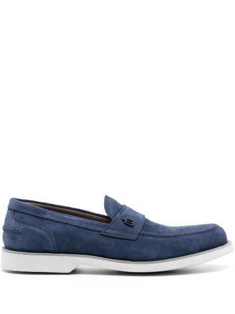 logo-plaque suede loafers by BALDININI