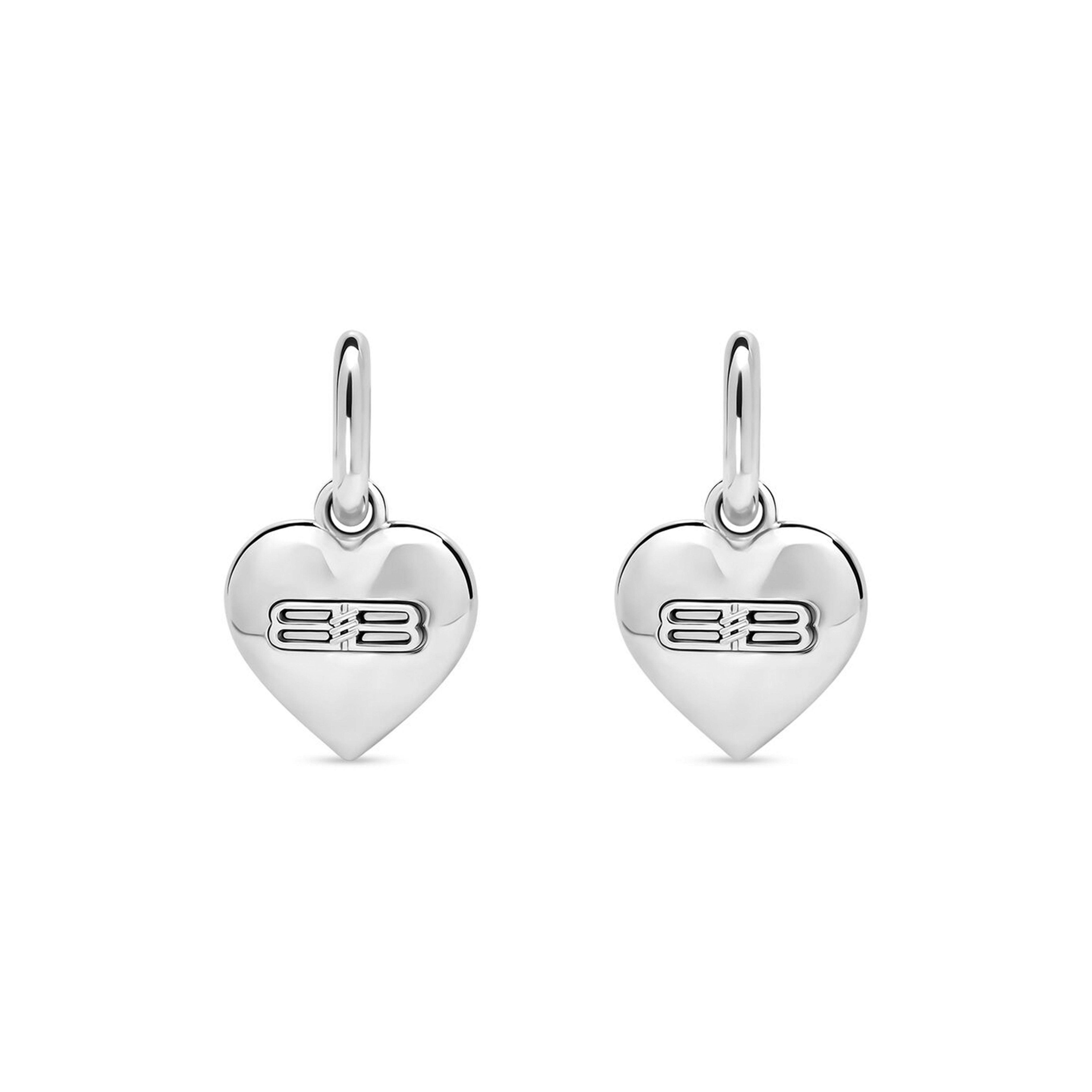 Balenciaga BB Icon Heart Earrings (Silver) by BALEN