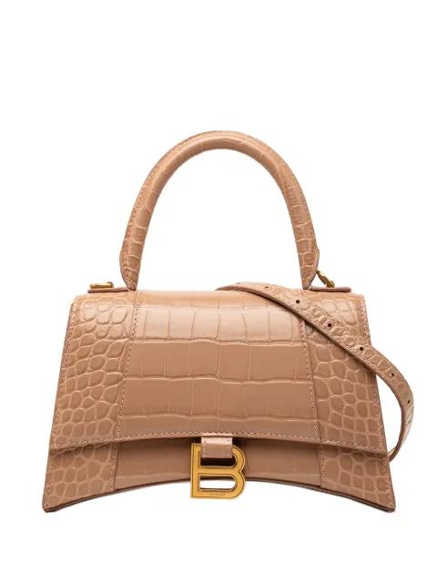2010 Small Croc Embossed Hourglass Top Handle Bag satchel by BALENCIAGA 