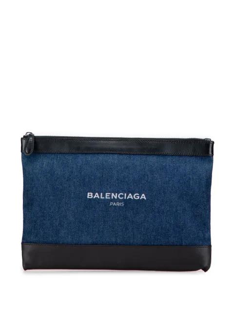 2016 Denim Navy Clip M clutch bag by BALENCIAGA 