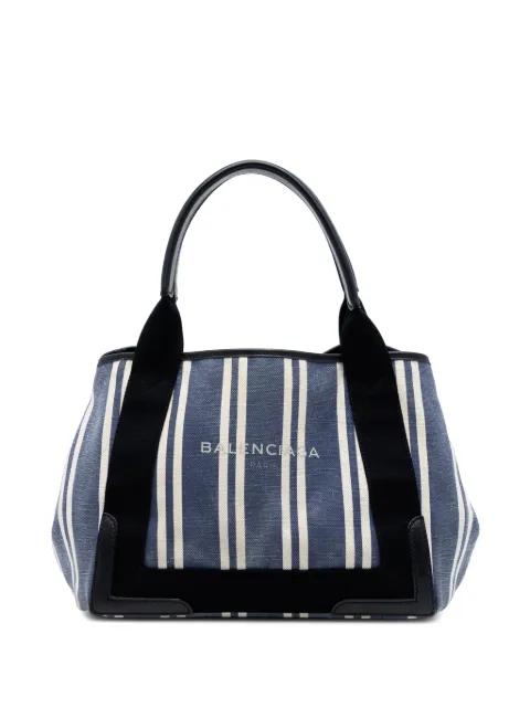 2017 Canvas Striped Navy Cabas S tote bag by BALENCIAGA 