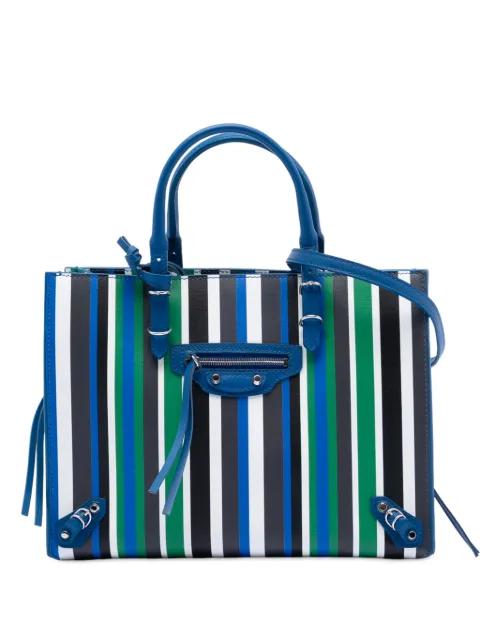 2017 Mini Leather Striped Papier A6 Zip Around satchel by BALENCIAGA 