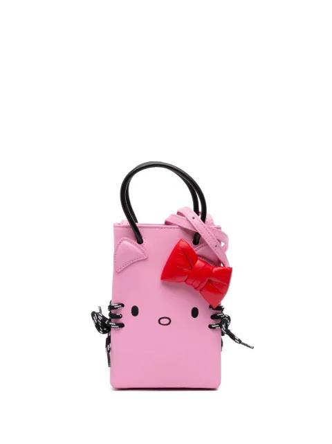 2020 Mini Calfskin Hello Kitty Shopping Phone Holder satchel by BALENCIAGA 
