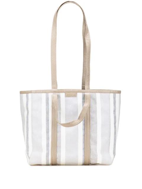 2022 Medium Woven Calfskin Barbes East West Shopper Bag satchel by BALENCIAGA 