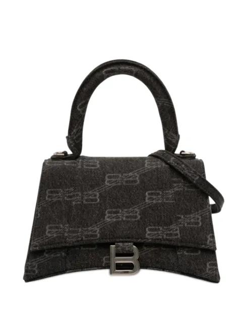 2022 Small BB Monogram Denim Hourglass Top Handle Bag satchel by BALENCIAGA 