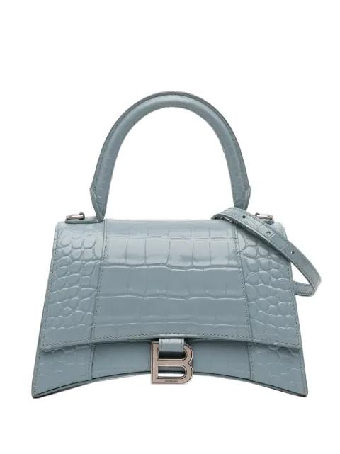 2022 Small Croc Embossed Hourglass Top Handle Bag satchel by BALENCIAGA 