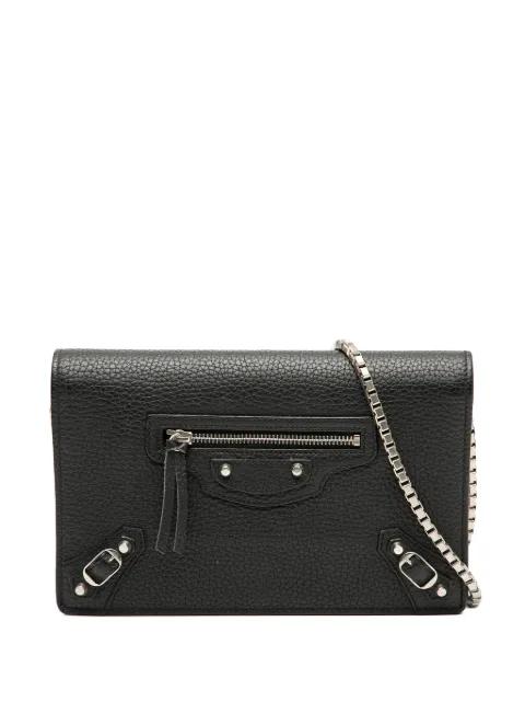 2024 Leather Metal Plate City Wallet on Chain crossbody bag by BALENCIAGA 