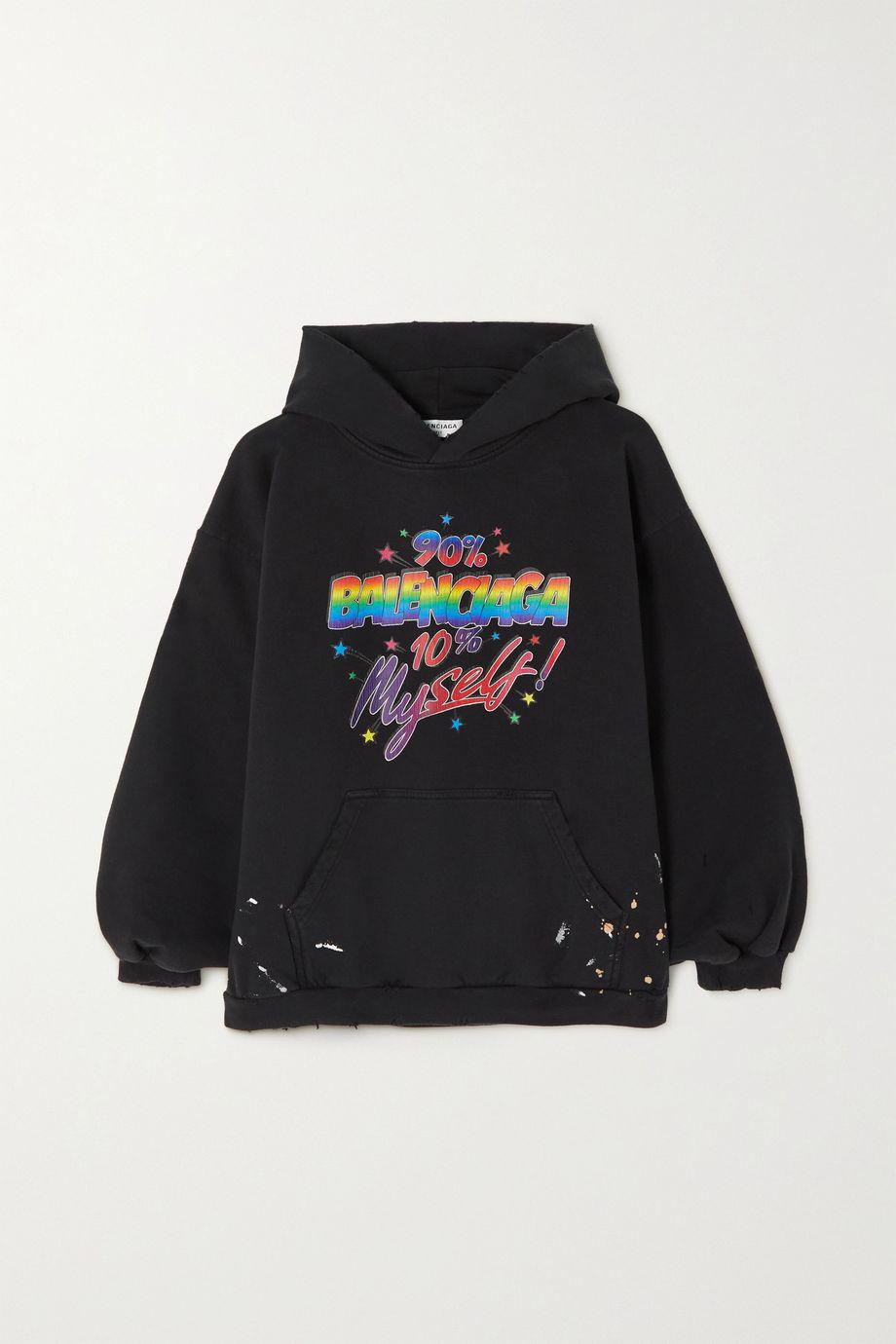 90/10 printed organic cotton-jersey hoodie by BALENCIAGA 90/10 printed organic cotton-jersey hoodie by BALENCIAGA