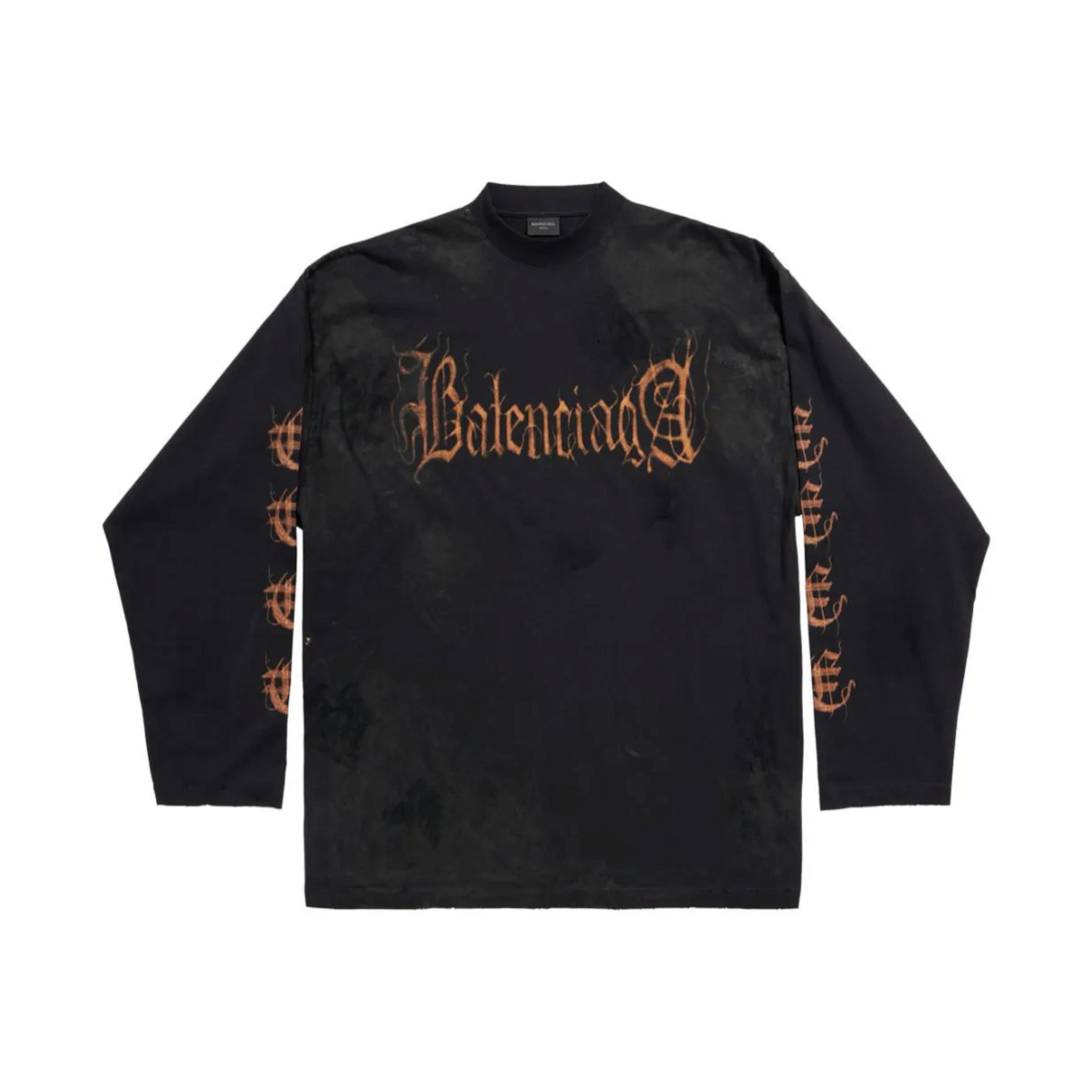 BALENCIAGA - Men's Heavy Metal Vintage Jersey Ls Ovr Tee - (1055 Washed Black) by BALENCIAGA