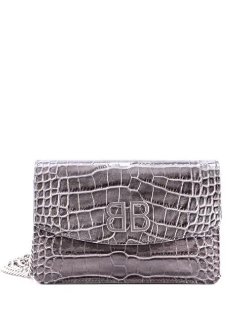 BB Chain Round Crocodile Embossed Leather Small shoulder bag by BALENCIAGA 