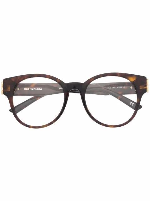 BB logo tortoiseshell round-framed glasses by BALENCIAGA