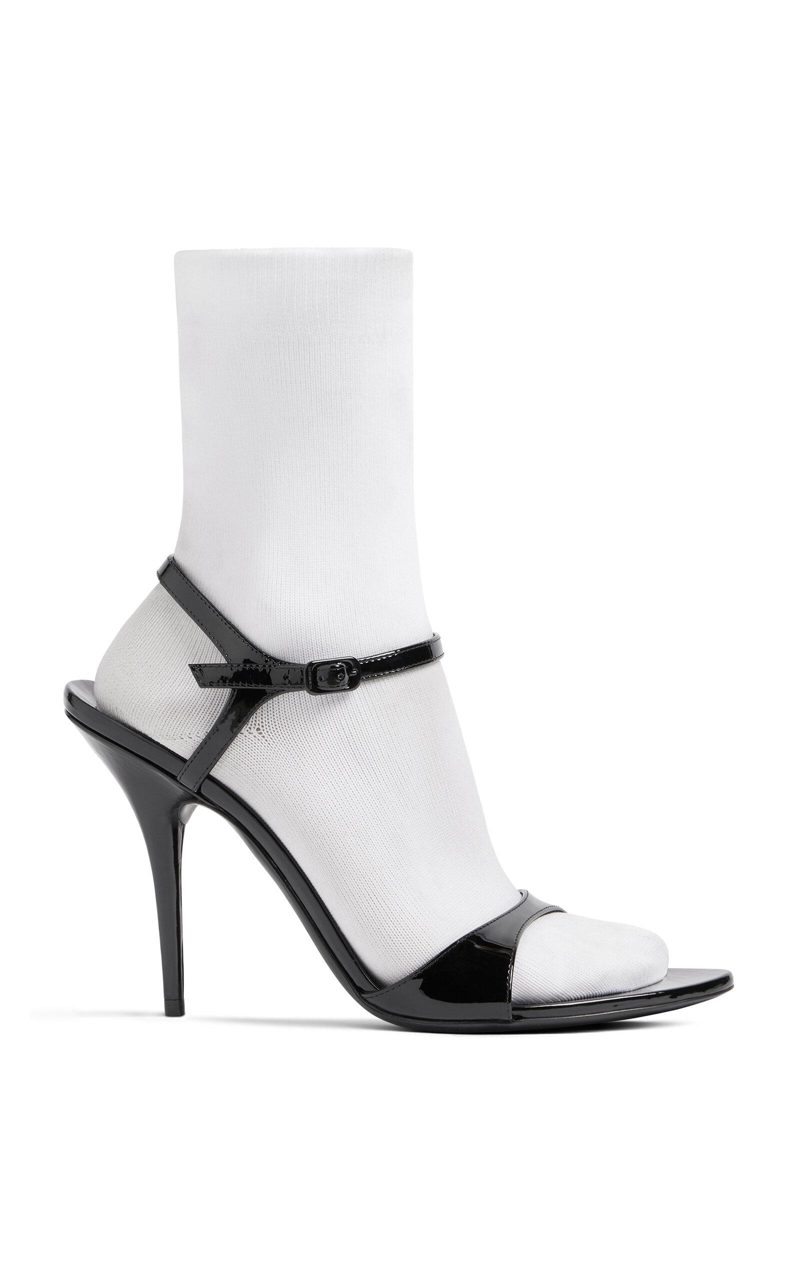 Balenciaga - Avenue Patent Leather Sock Pumps - Black/white - - Moda Operandi by BALENCIAGA