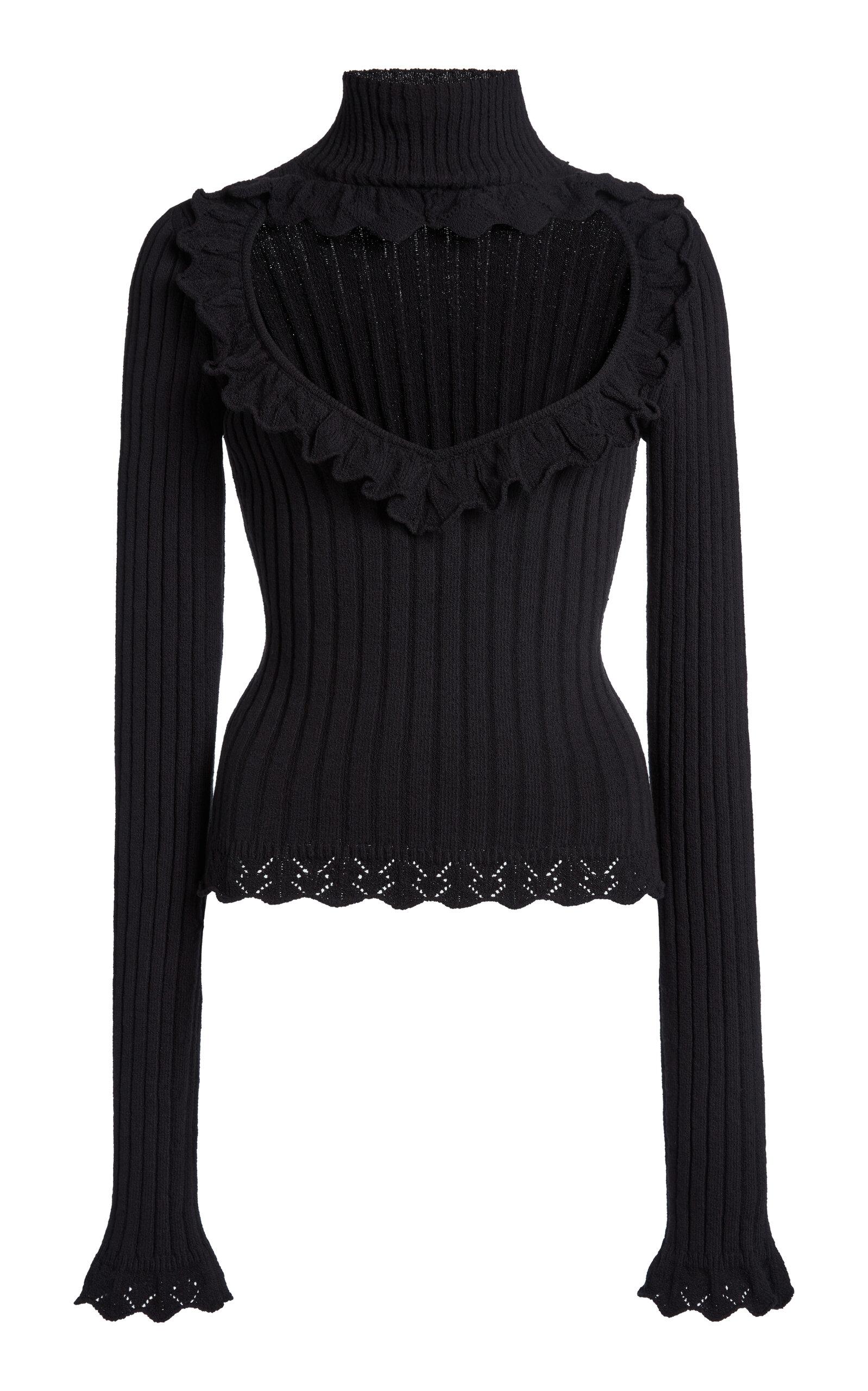 Balenciaga Cotton Rib Knit Heart Cutout Sweater - Moda Operandi by BALENCIAGA