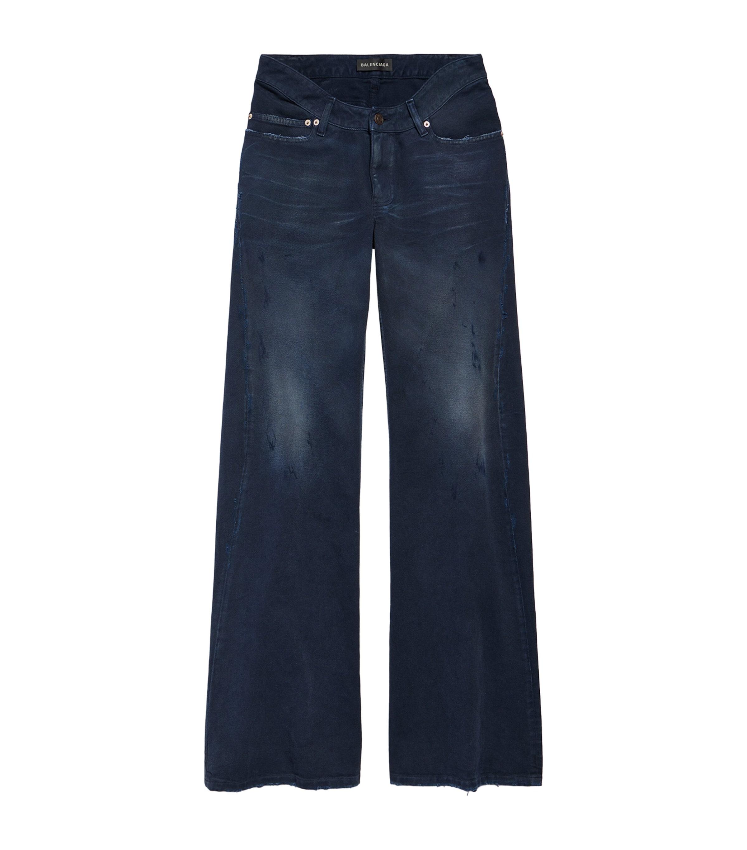 Balenciaga Distressed Curved Waist Jeans by BALENCIAGA